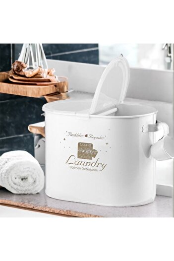 Laundry Metal Compartment Detergent Box White Lr033