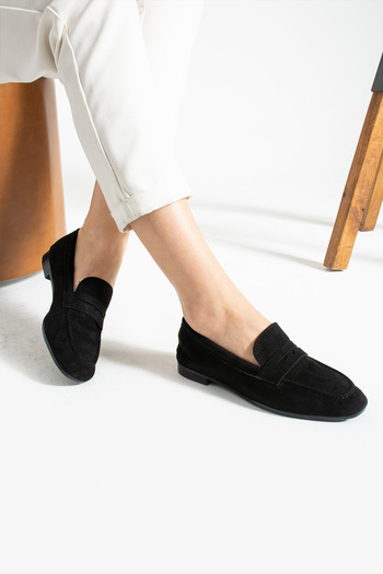 İnan Ayakkabı WOMEN'S BLACK SUEDE COLOR SHOES & SHOES