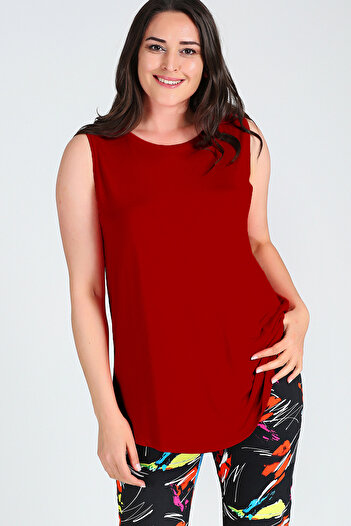 Curvy Trend Sleeveless Viscose Basic Blouse