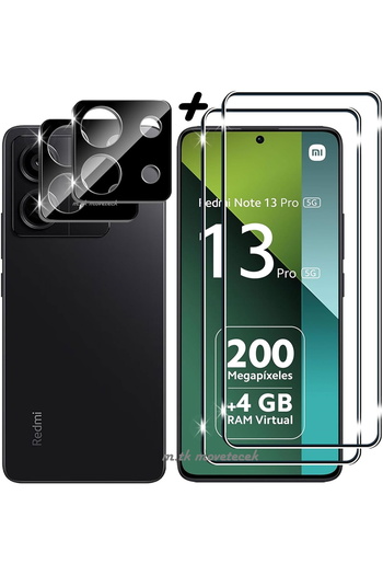 m.tk moveteck Xiaomi Redmi Note 13 Pro 5g Camera Lens Protection Glass and 9H Tempered Screen Glass Set of 2 (One Piece Each)