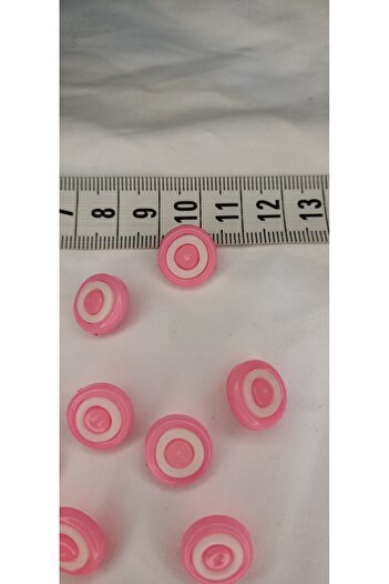 Tuhafiş 12 Pieces 14 Milim 12 Pieces Baby Pink Baby Button Evil Eye Bead Patterned