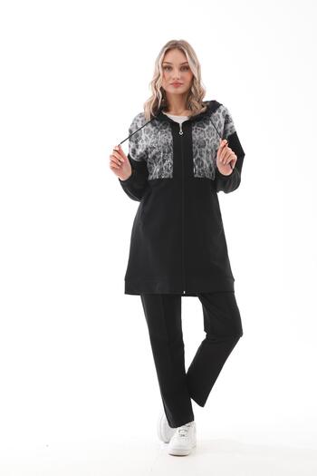 WestBound Women's Sequin Detailed Double Sports Tracksuit Set BLACK