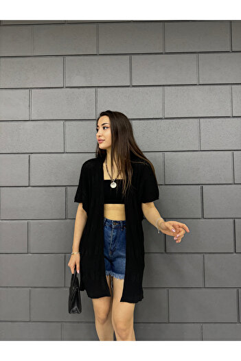 LE CARAMBOLE Women's Black Summer Knitwear Cardigan