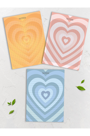 Postifull Notepad, Pastel Themed Notepad Notebook Set, 3 Memopad Notebooks - Striped, Checkered, Dotted Notebook