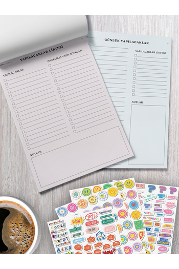 Postifull Planner Set - Notepad Planner Set - Notebook Set with 260 Stickers - 2 Pieces, 15*21cm
