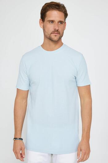 Tudors Ανδρικό T-shirt Slim Fit Slim Fit 100% βαμβάκι με απαλή υφή με σχέδιο μπλε Crew λαιμόκοψη