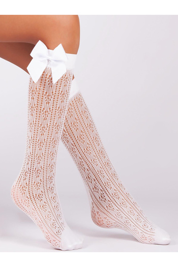 Daymod Orietta Children's White 2-Piece Knee Socks with Bow