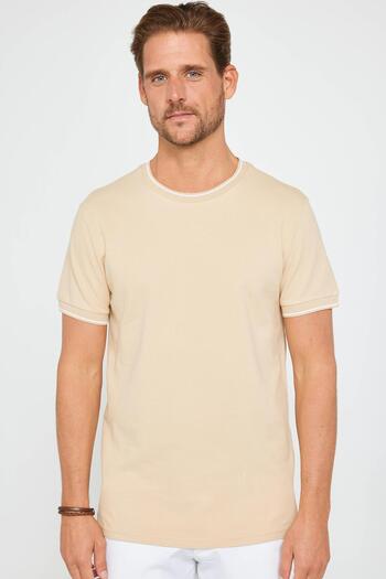 Tudors Ανδρικό T-shirt Slim Fit Slim Fit 100% βαμβακερό μονόχρωμο μπλουζάκι με λαιμόκοψη