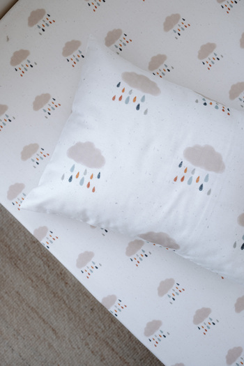 NOU Rain Cloudy Organic Single Fitted Sheet Set - Rain Clouds