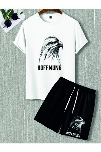 HOFFNUNG Full Shorts Unisex Printed Oversize Shorts T-Shirt Set