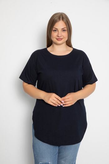 DONEX Navy Blue Large Size Slit Women's T-Shirt