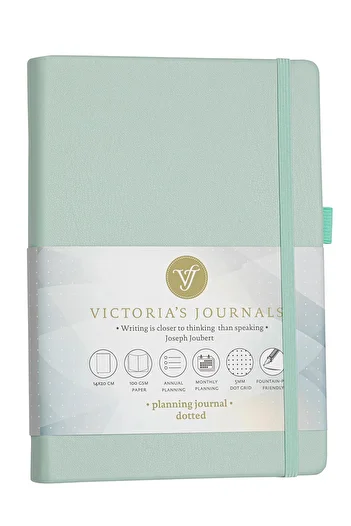 Victoria's Journals دفتر ملاحظات منقط بغطاء صلب، مقاس 14x20 سم - أخضر نعناعي