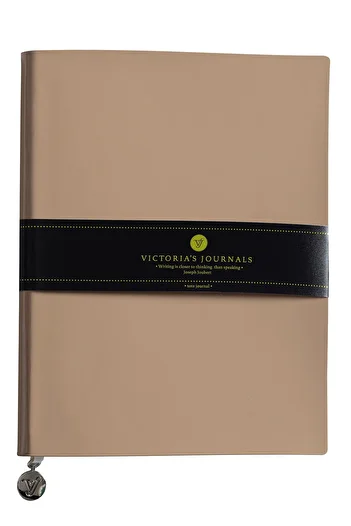 Victoria's Journals Caiet cu copertă flexibilă din piele lacuată Smyth, 19x25 cm -Bej
