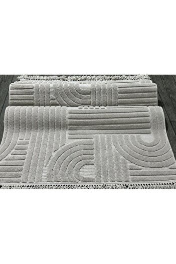 MBA DİZAYN 1090 GRİ Yumuşak Dokulu Halı Kilim Salon Mutfak Koridor Kesme Yolluk Dokuma Makine Halısı