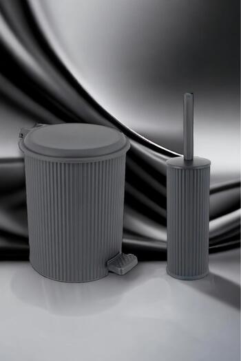 LeesHome Nostalgia 011 Pedal Trash Can and Toilet Brush