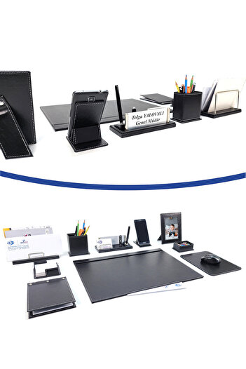 prozenis Beyoğlu Leather Desk Set with Nameplate 10 Pieces New Business Office Gift