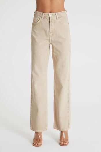 CROSS JEANS Diana Beige High Waist Dad Straight Fit Jean Trousers C 4517-031