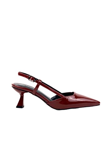 bescobel Women's Sedja Claret Red Patent Leather Material Open Back Almond Heel Shoes 5.5 Cm 002