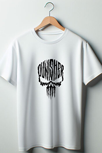 Vordevia Λευκό μπλουζάκι με στάμπα Punisher Oversize Crew Neck