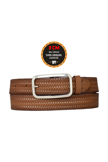 GoDeri 100% Genuine Leather, Silver Buckle Brown Patterned 3 cm Women's Belt, Trouser Belt, 3cmkdn50