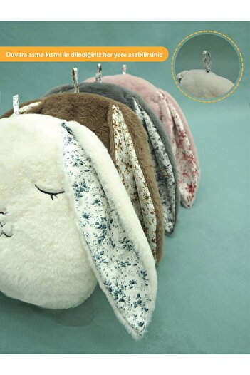 mordesign Peluş Tavşan Yastık, Sevimli Tavşan Nakışlı Kırlent, Peluş Tavşan Oyuncak, Morbunny Seri