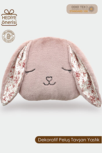mordesign Peluş Tavşan Yastık, Sevimli Tavşan Nakışlı Kırlent, Peluş Tavşan Oyuncak, Morbunny Seri