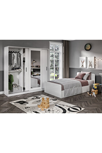 WENCE 3 Parçalı Tek Kişilik Mdf Genç Odası Takımı