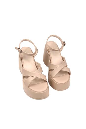 bescobel Women's Retyan Nut High Wedge Heel Cross Strap Sandals 10 CM DLG20