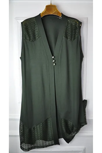 elma abone Plus Size Laced Pene Vest