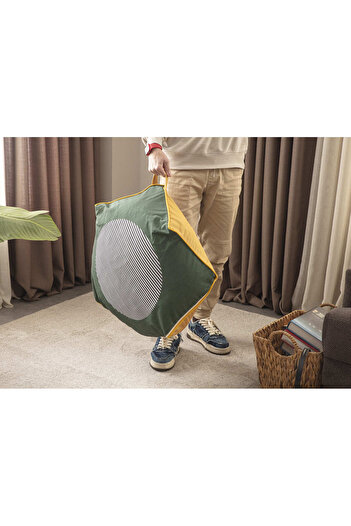 Ottoson Çok Amaçlı Geometrik Keten Yer Bahçe Minderi Fermuarlı İç Dolgulu Yıkanabilir 60x60