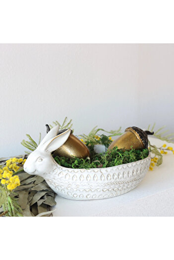 Warm Design Embossed Ceramic Rabbit Bowl