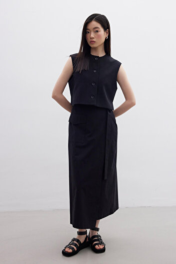 Manuka KRUVAZE POCKET DETAILED SKIRT BLACK