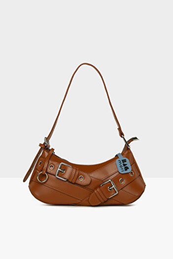 Bagmori Tan Women's Baguette Bag with Belt Accessories and Strap Detail M000008449