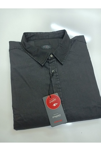 DYNAMO Plus Size Pocketless Lycra Sports Denim Shirt