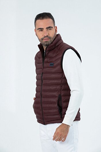 G-FOX MEN'S HOODLESS PADDED VERTICAL COLLAR ZIPPERED LINED INFLATABLE VEST 9777
