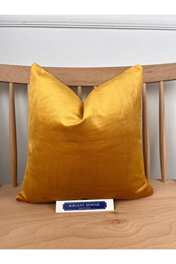 Kırlent dünyası Dark Yellow 43*43 Upholstery Velvet Fabric Throw Pillow Cover