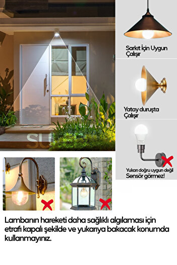 SULED Hareket Sensörlü Led Lamba E27 Duy 12w Işık Lamba A Otomatik Led Ampül Hareket Algılayıcılı