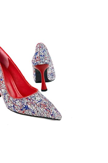 bescobel Kadın Sinra Kırmızı Taş Kaplama Abiye Stiletto  10 Cm Topuk 2268
