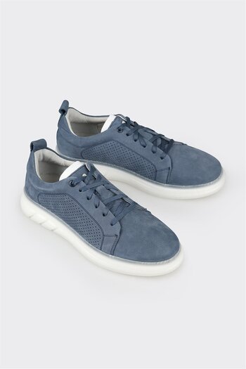Elle Shoes Blue Leather Men's Sports Shoes