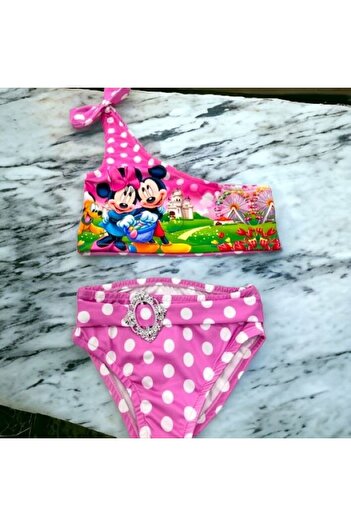 Esterella Kinder-bikini-set Mit One-shoulder-schnalle Und Gürtel – Schleifendetail