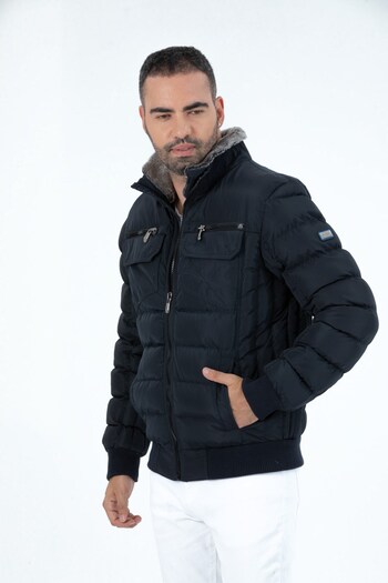 G-FOX Men's Short Hoodless Padded Wind Resistant Classic Puffer Jacket 9098
