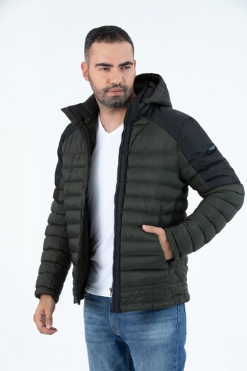 G-FOX Men's Short Removable Hooded Padded Water Repellent Classic Puffer Jacket 9710