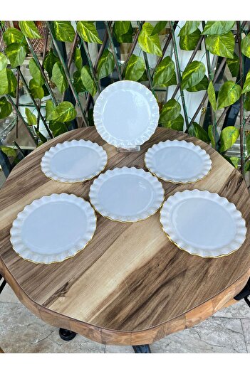 GÜRCÜGLASS Düz Beyaz Desen Tatlı Tabağı 17 cm.