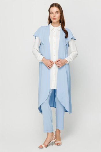 Esswaap Nail Sleeve Vest Tunic Trousers Vest Set Blue