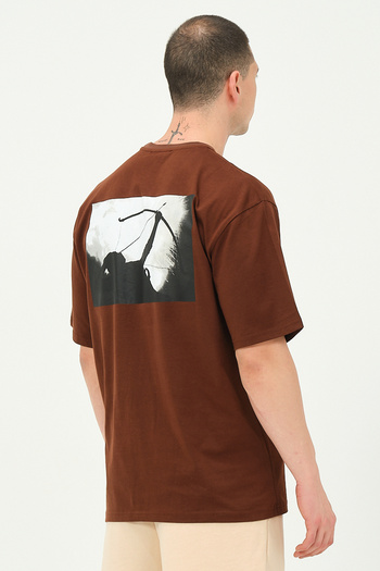 Owut Collection Men's Brown Oversize T-Shirt with Back Print Detail