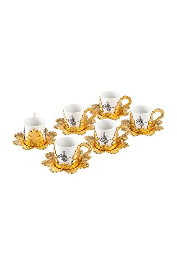 Sena Tuğra 6-Piece Turkish Coffee Cup Presentation Set