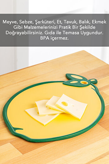 Meleni Home Meyve,Sebze, Kesme Doğrama Tahtası,Meyve Şekilli Kesme Tahtası ,Esnek Kesim Tahtası-Limon Motifli