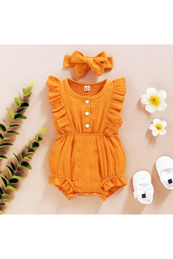 Bubito Unisex Baby Girl and Child 100% Cotton Orange Jumpsuit