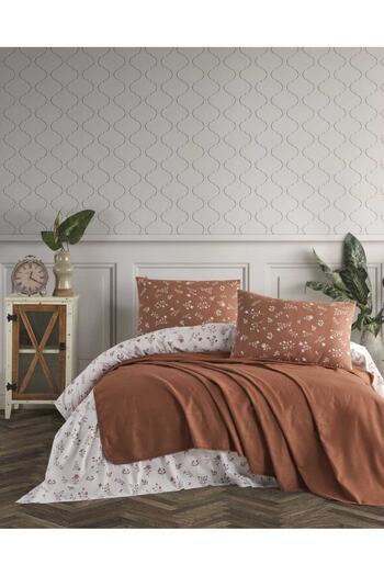 Altınbaşak DOWERY 100% COTTON 4 PIECES DOUBLE PUFF, SHEET AND PILLOW SET IN "SPECIAL BOX"