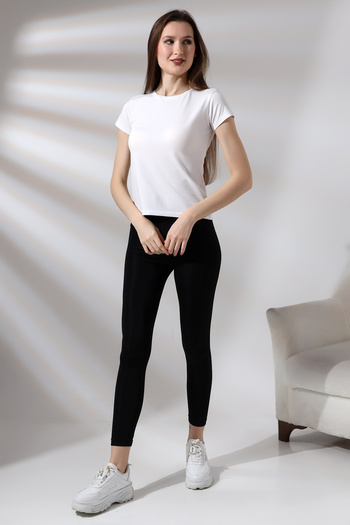 Endies Μπλουζάκι White Crew Neck Lycra Basic - 21060 Κοντό μανίκι χτενισμένο βαμβάκι